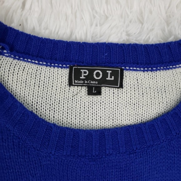 POL blue winter holiday sweater size large - Picture 8 of 12